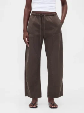 Pantalones anchos de popelín con doble refuerzo en las rodillas