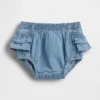 Pantalones bombachos de denim con volantes para bebé