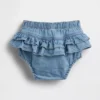 Pantalones bombachos de denim con volantes para bebé