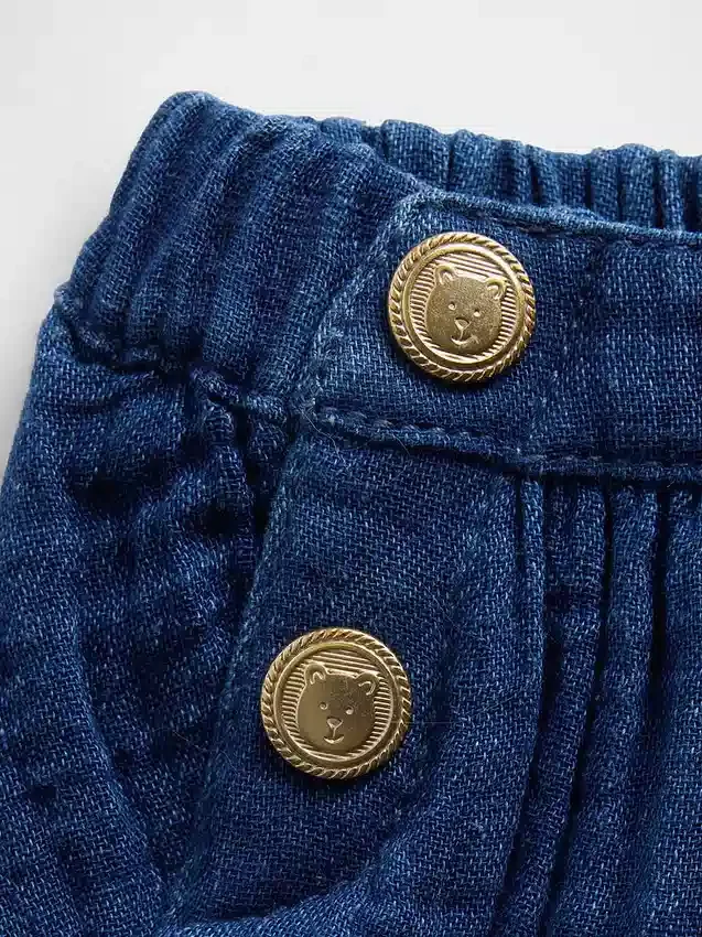 Pantalones bombachos de gasa de algodón con estampado de Brannan Bear