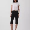 Pantalones capri de doble tejido y cintura alta