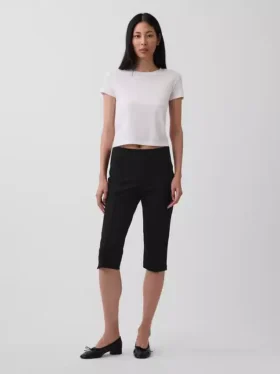 Pantalones capri de doble tejido y cintura alta