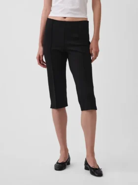 Pantalones capri de doble tejido y cintura alta