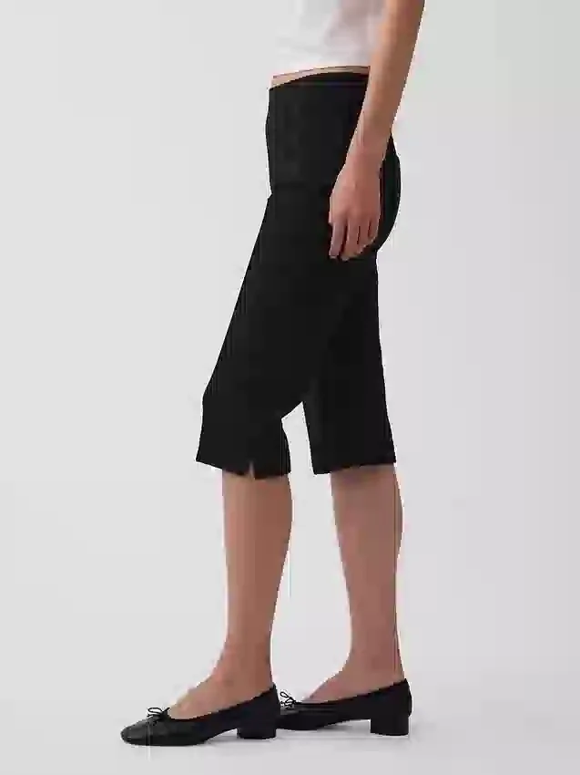Pantalones capri de doble tejido y cintura alta
