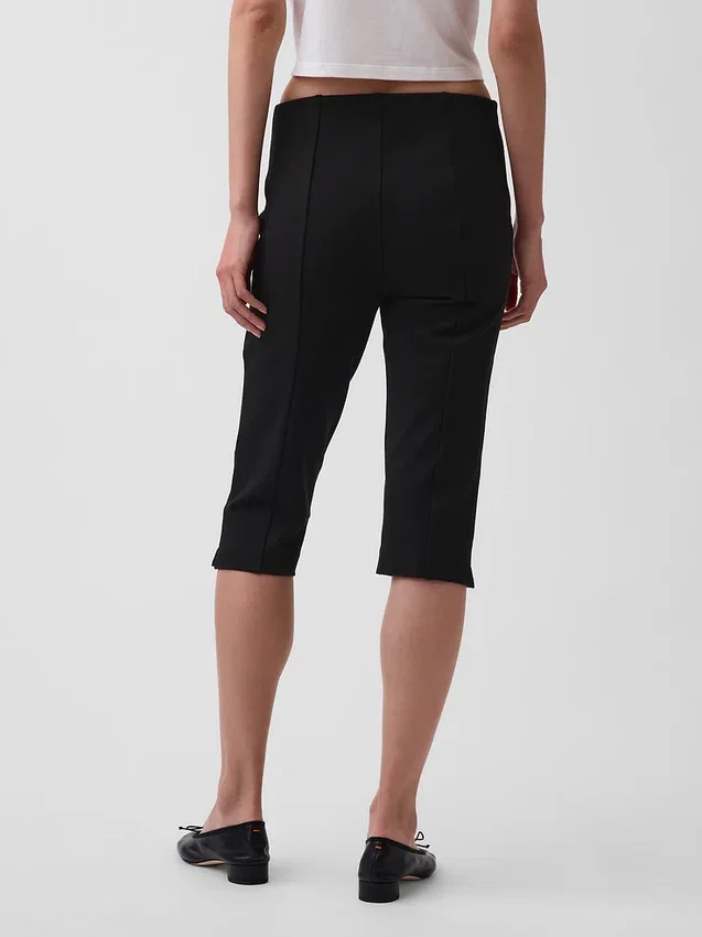 Pantalones capri de doble tejido y cintura alta
