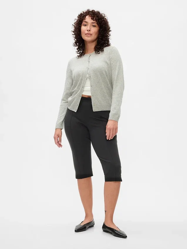 Pantalones capri de doble tejido y cintura alta