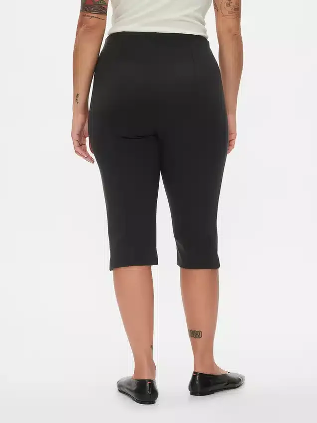 Pantalones capri de doble tejido y cintura alta