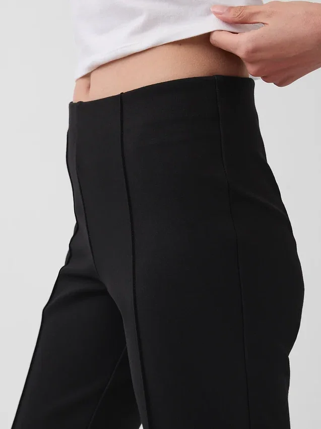 Pantalones capri de doble tejido y cintura alta