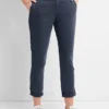 Pantalones caqui de rayas de sarga estilo «girlfriend»