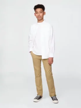 Pantalones caqui elásticos de corte recto para uniforme infantil