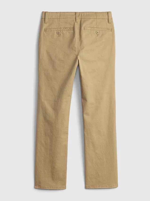 Pantalones caqui elásticos de corte recto para uniforme infantil
