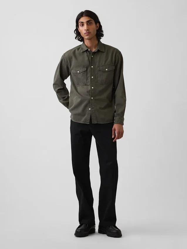 Pantalones caqui holgados de sarga gruesa estilo años 90