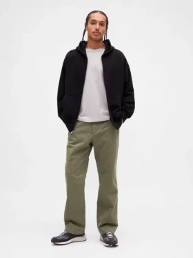 Pantalones caqui holgados de sarga gruesa estilo años 90