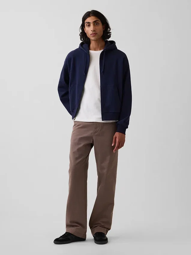 Pantalones caqui holgados de sarga gruesa estilo años 90