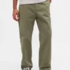 Pantalones caqui holgados de sarga gruesa estilo años 90