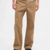 Pantalones caqui holgados de sarga gruesa estilo años 90