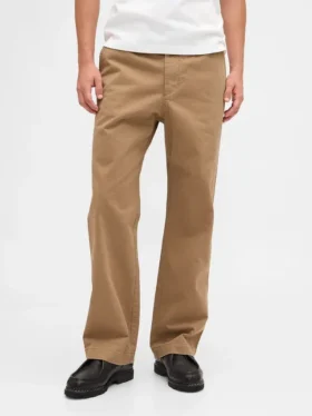 Pantalones caqui holgados de sarga gruesa estilo años 90