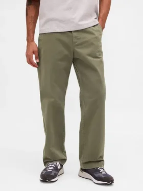 Pantalones caqui holgados de sarga gruesa estilo años 90