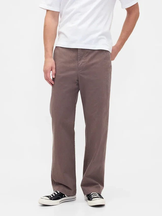 Pantalones caqui holgados de sarga gruesa estilo años 90