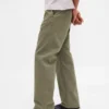 Pantalones caqui holgados de sarga gruesa estilo años 90