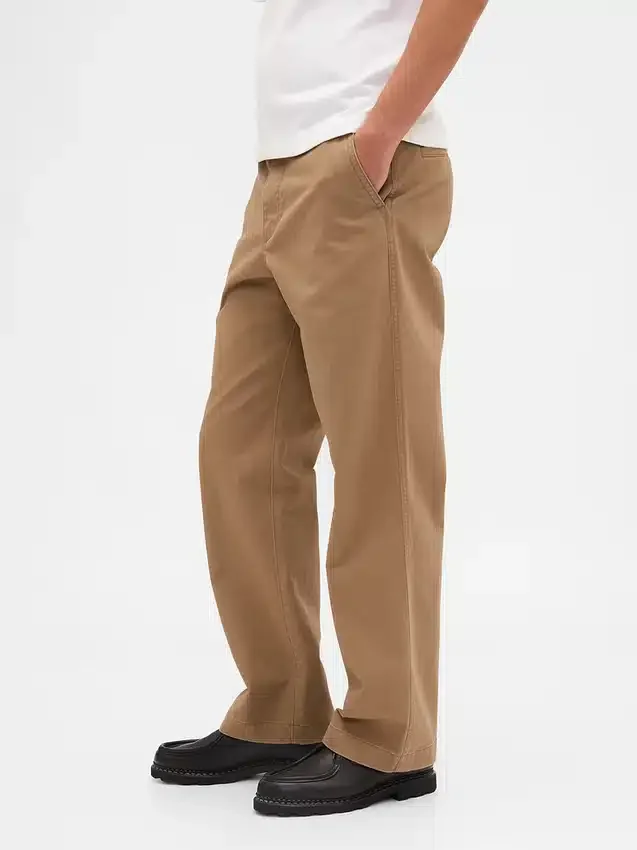 Pantalones caqui holgados de sarga gruesa estilo años 90
