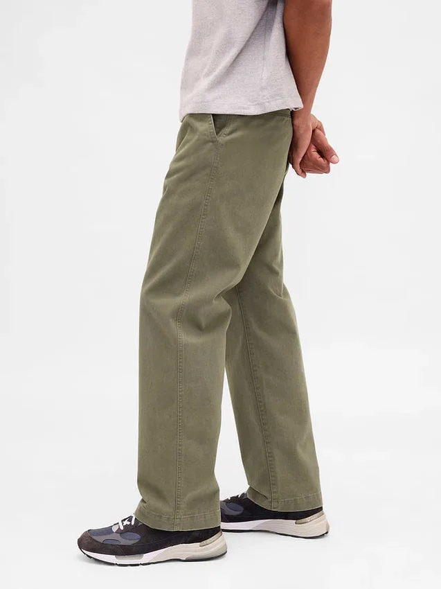 Pantalones caqui holgados de sarga gruesa estilo años 90