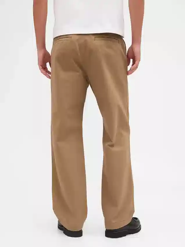 Pantalones caqui holgados de sarga gruesa estilo años 90