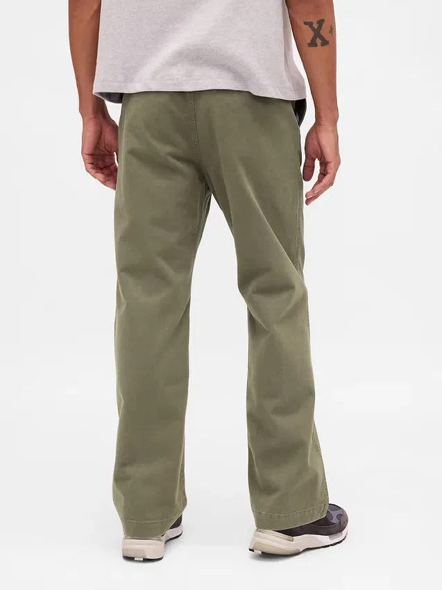 Pantalones caqui holgados de sarga gruesa estilo años 90
