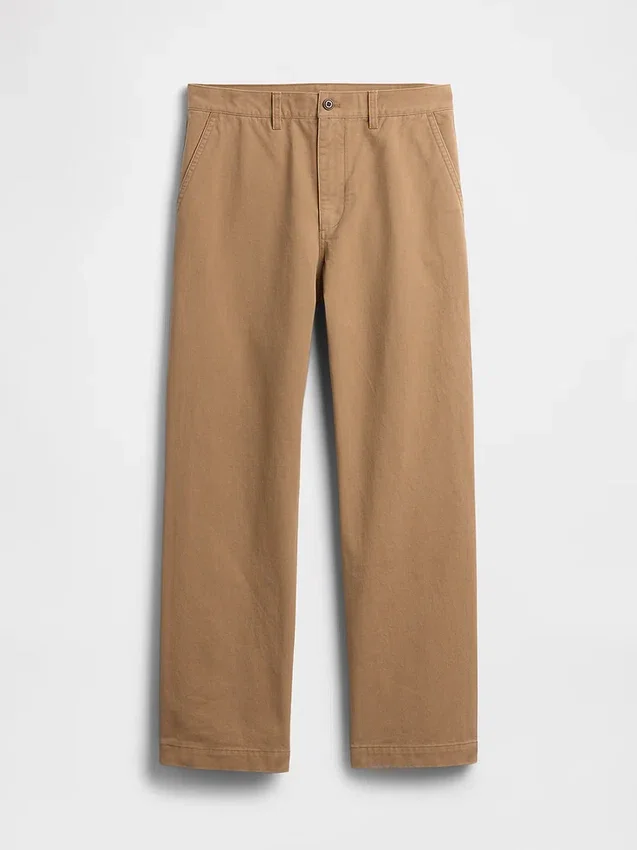 Pantalones caqui holgados de sarga gruesa estilo años 90