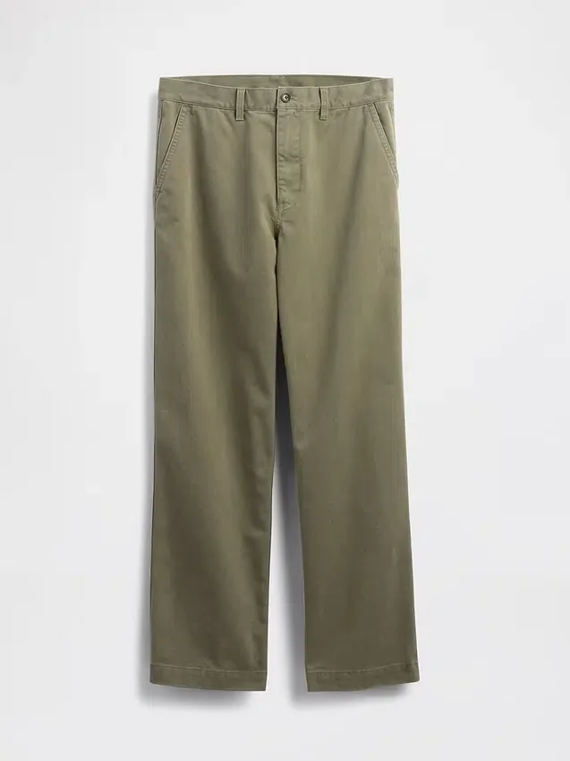 Pantalones caqui holgados de sarga gruesa estilo años 90