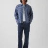 Pantalones caqui rectos de corte holgado en sarga de peso pesado