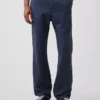 Pantalones caqui rectos de corte holgado en sarga de peso pesado
