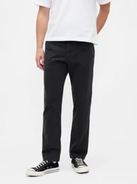 Pantalones caqui rectos de corte holgado en sarga de peso pesado
