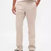 Pantalones caqui rectos de corte holgado en sarga de peso pesado