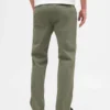 Pantalones caqui rectos de corte holgado en sarga de peso pesado