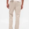 Pantalones caqui rectos de corte holgado en sarga de peso pesado