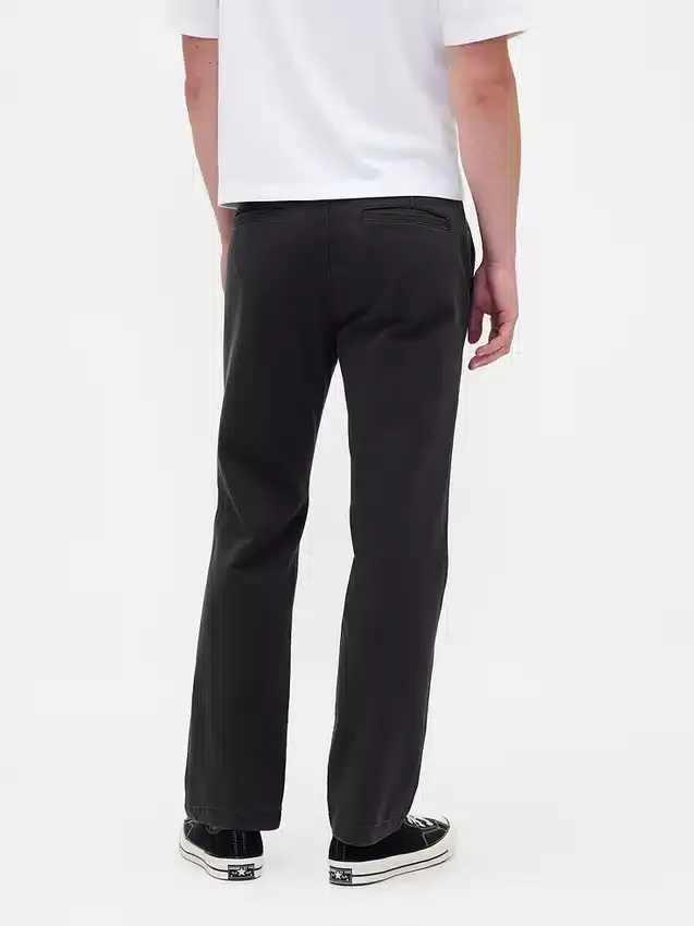 Pantalones caqui rectos de corte holgado en sarga de peso pesado