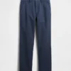 Pantalones caqui rectos de corte holgado en sarga de peso pesado