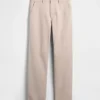 Pantalones caqui rectos de corte holgado en sarga de peso pesado