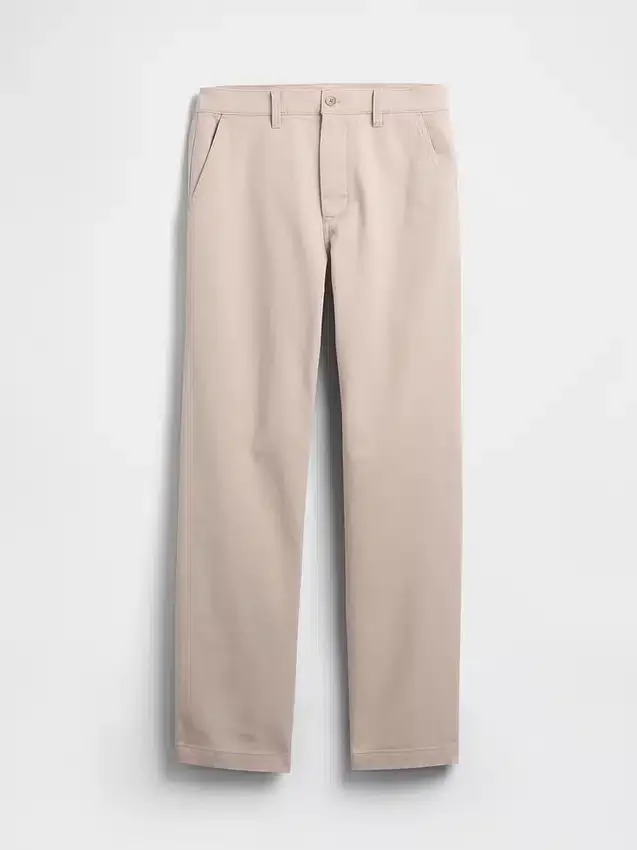 Pantalones caqui rectos de corte holgado en sarga de peso pesado
