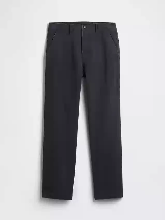 Pantalones caqui rectos de corte holgado en sarga de peso pesado