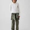 Pantalones caqui rectos y holgados de estilo «uniforme moderno» para niños