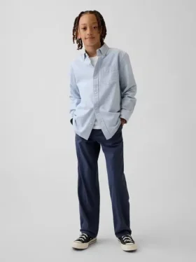 Pantalones caqui rectos y holgados de estilo «uniforme moderno» para niños
