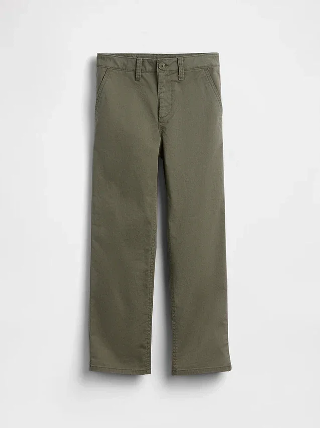 Pantalones caqui rectos y holgados de estilo «uniforme moderno» para niños