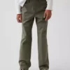 Pantalones caqui rectos y holgados de estilo «uniforme moderno» para niños
