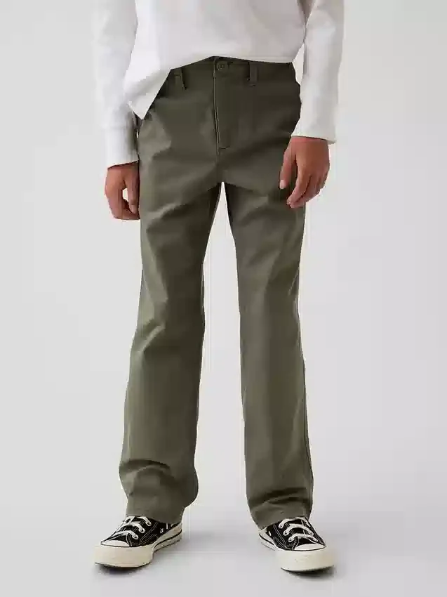 Pantalones caqui rectos y holgados de estilo «uniforme moderno» para niños