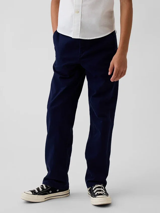 Pantalones caqui rectos y holgados de estilo «uniforme moderno» para niños