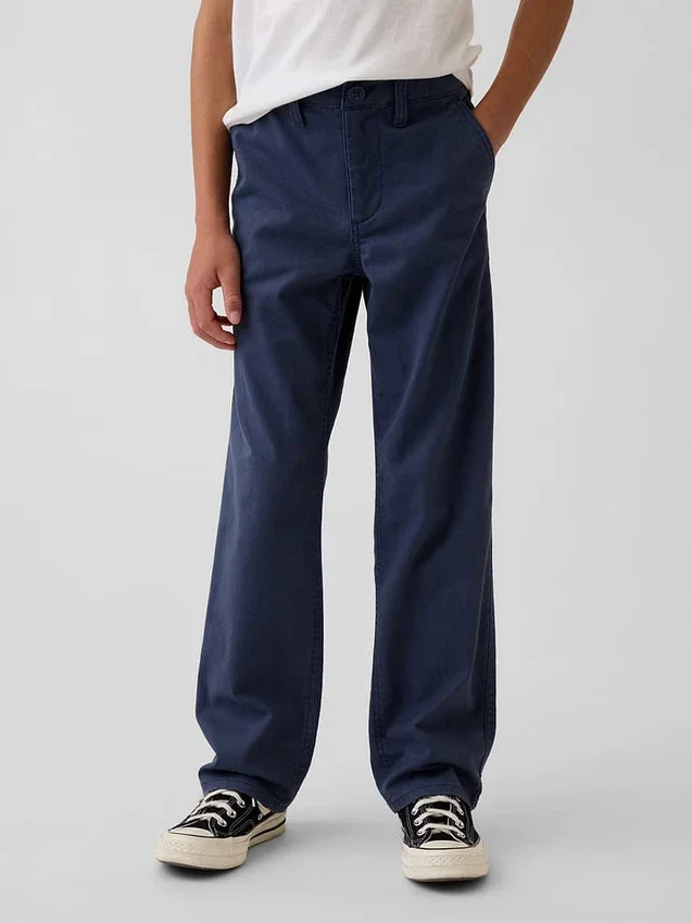 Pantalones caqui rectos y holgados de estilo «uniforme moderno» para niños