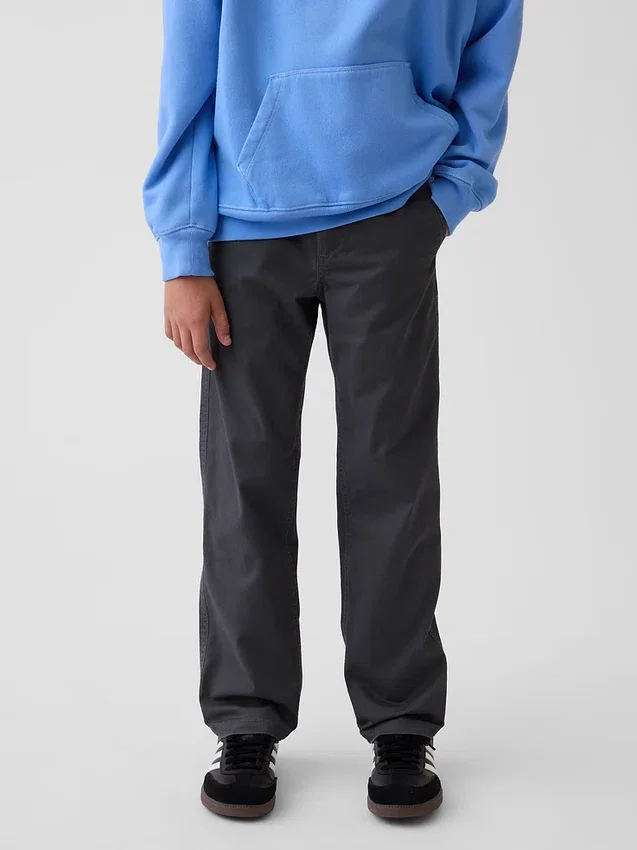 Pantalones caqui rectos y holgados de estilo «uniforme moderno» para niños