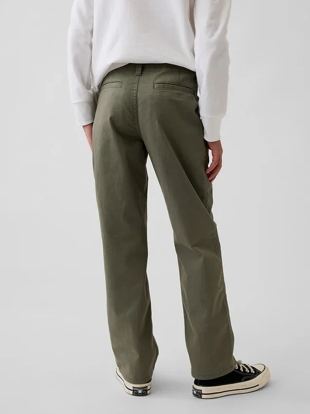 Pantalones caqui rectos y holgados de estilo «uniforme moderno» para niños